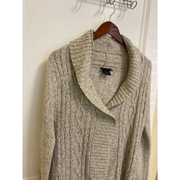 It’s Our Time Oatmeal Tan Cream Cardigan Long Sleeve Sweater Size Large - Picture 5 of 12